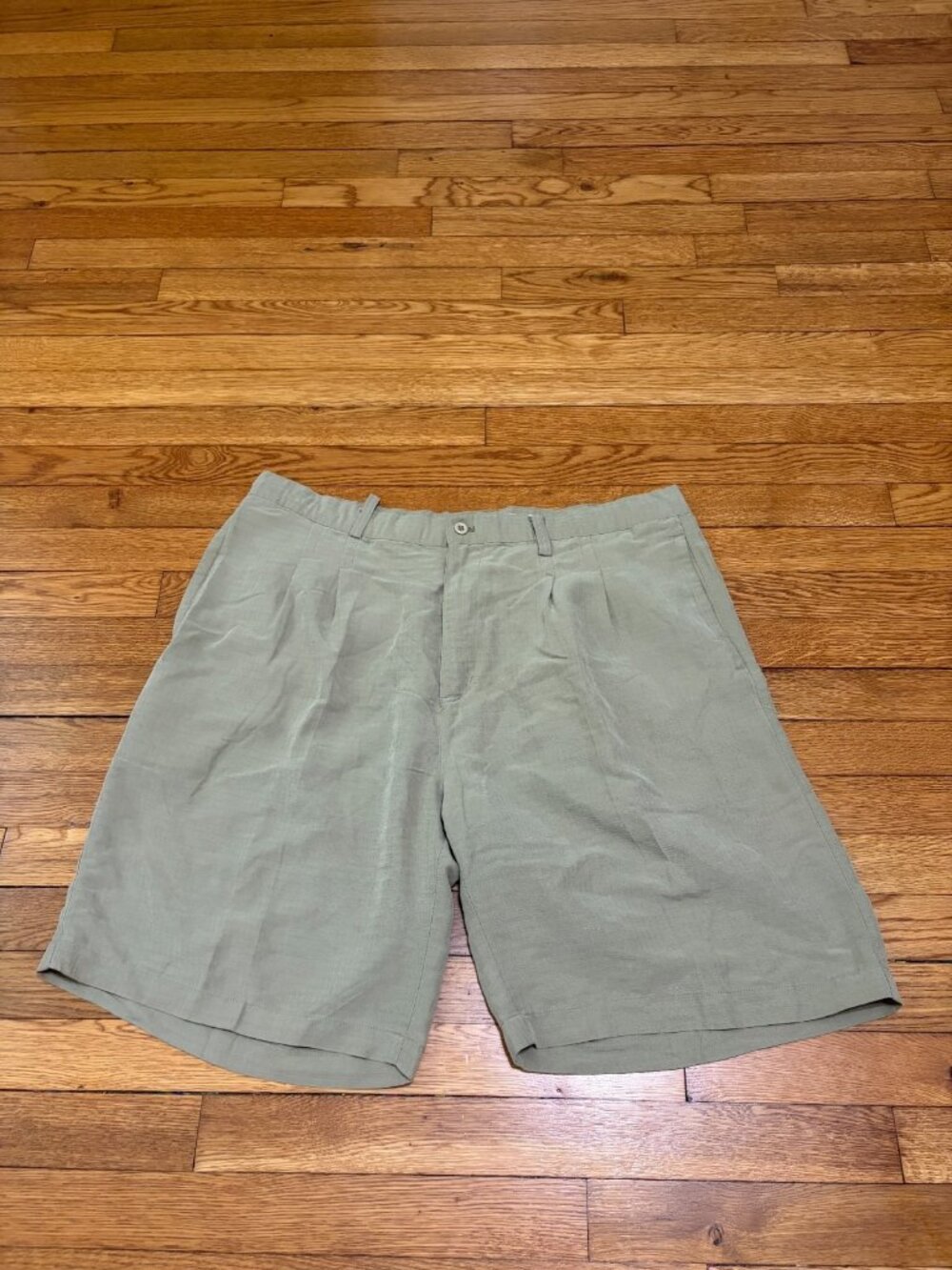 Bamboo Cay Fine Resortwear Mens Chino Shorts Sz 40 Green Pleated Summer Beach